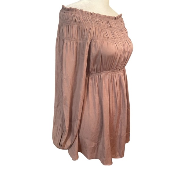 Mustard Seed On/Off-Shoulder Tunic Blouse Size S Mauve Silky Party Feminine - Picture 4 of 10